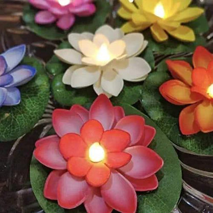 Flameless Lotus Flower Water Sensor LED Diyas (Pack of 6)